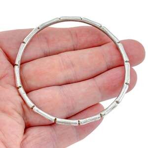 Vintage Taxco Mexican Sterling Silver 925 Bamboo Segment Bangle Bracelet 8"